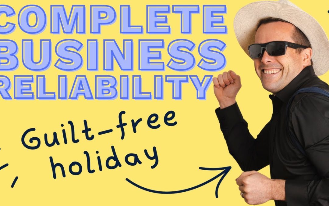 David Jenyns wearing sunglasses and a white hat celebrating complete business reliability and guilt-free holiday